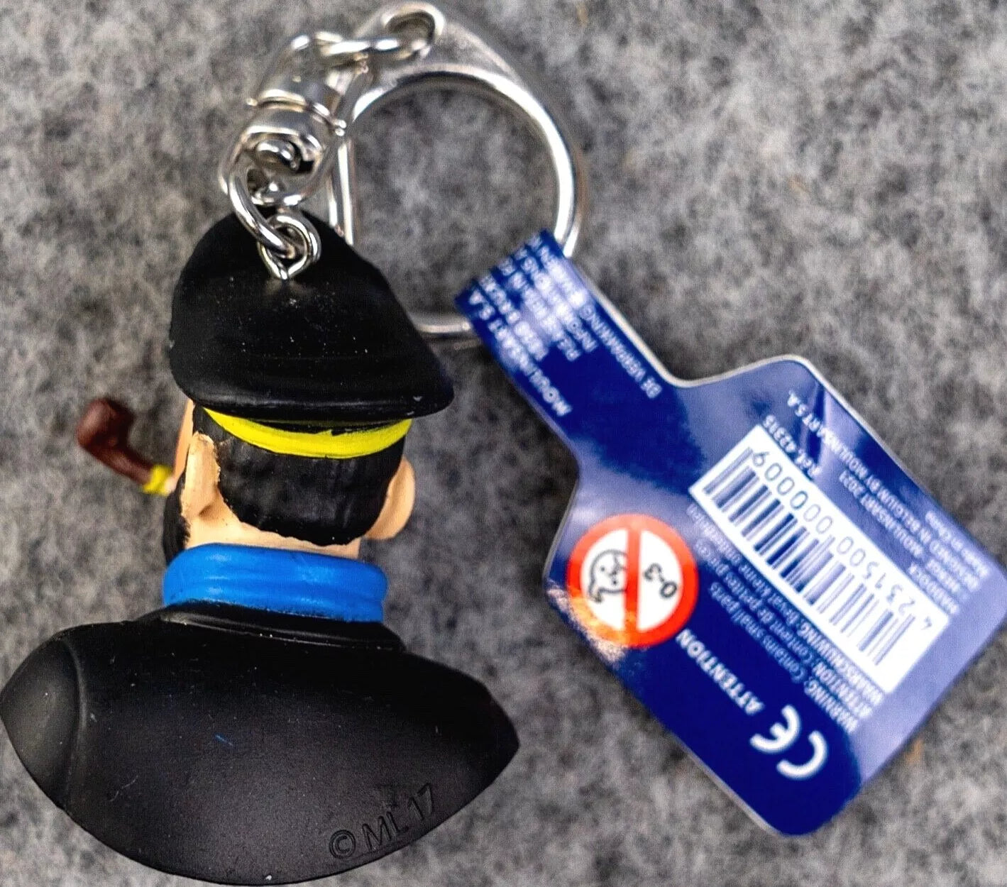 Moulinsart Toy Keyring: Haddock Bust Figure 3.5cm Height 42315 Official Tintin Figure Key Ring