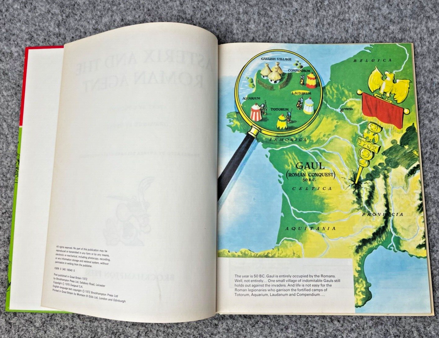 Asterix & Roman Agent: 1972 Brockhampton 1st UK Edition Hardback Book EO Uderzo