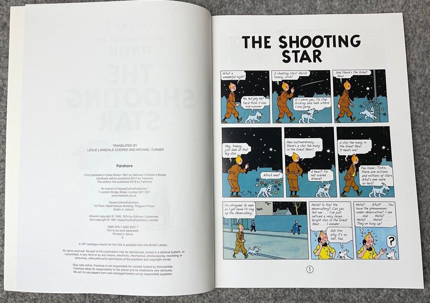The Shooting Star - Tintin Farshore 2000s UK Edition Book Paperback Herge