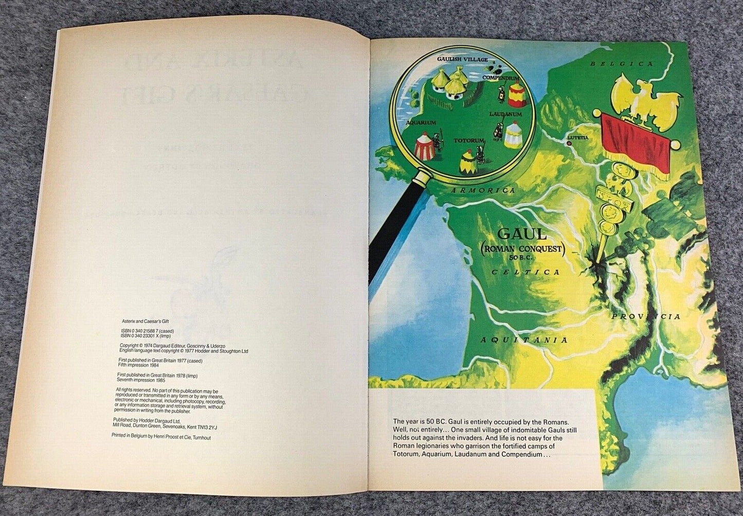 Asterix & Caesars Gift- 1970/80s Hodder/Dargaud UK Edition Paperback Book Uderzo