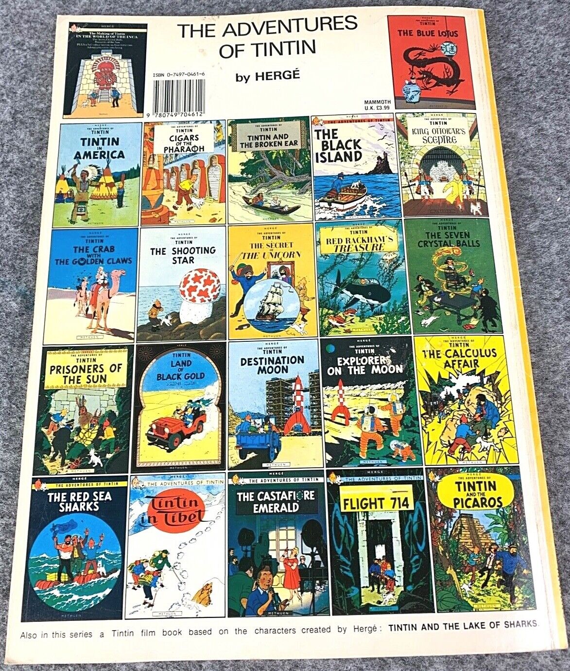 The Shooting Star - Tintin Mammoth UK Paperback Edition Book 1990s