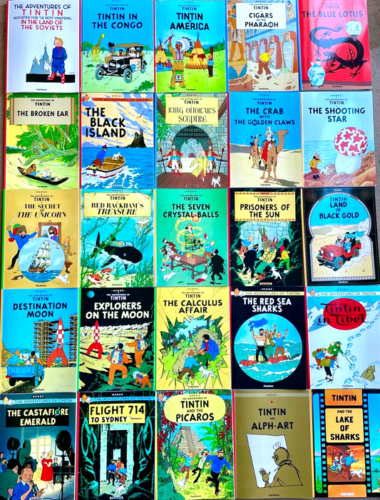 Adventures of Tintin Box Set x25 Farshore Paperback books by Herge Comic Lot