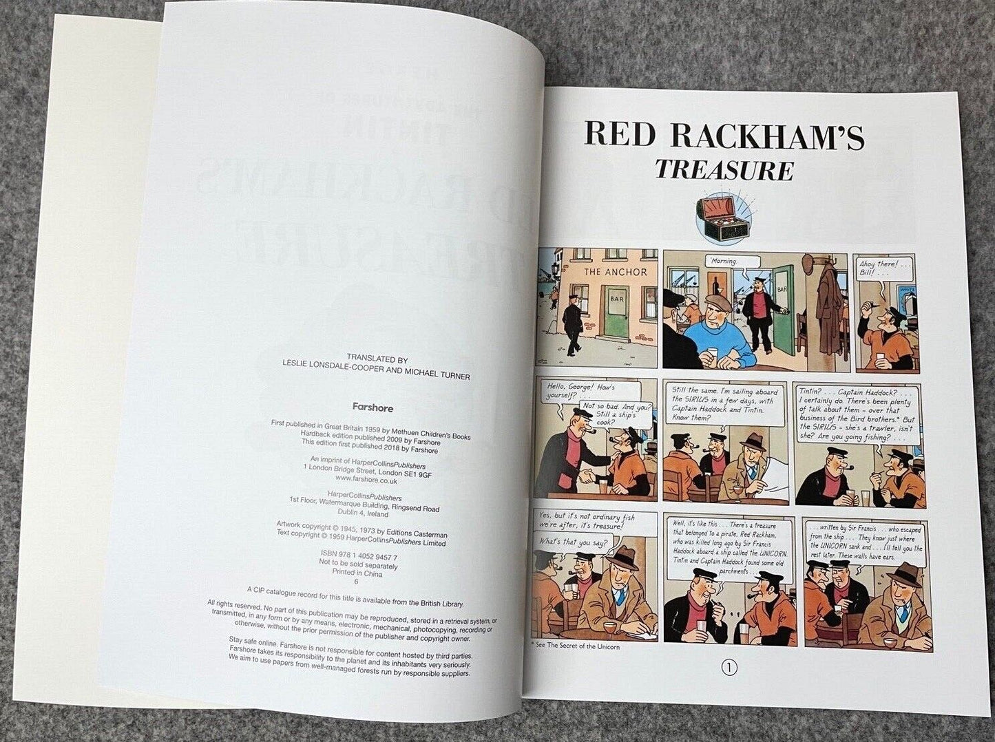 Red Rackham’s Treasure - Tintin Farshore 2000s UK Edition Book Paperback Herge