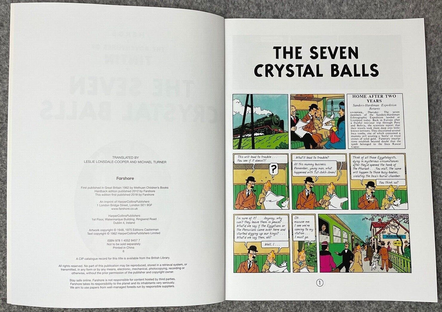 Seven Crystal Balls - Tintin Farshore 2000s UK Edition Book Paperback Herge
