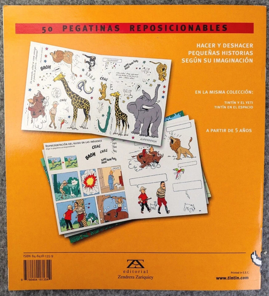 Tintin Animales Rare LTD Spanish Release 2002 Tintin Sticker Book Editorial Zendrera Zariquie