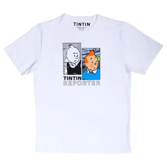 Moulinsart "Tintin Reporter" Kids T-Shirt: White/Colour Cotton T Shirt 2 - 12 years ML Hergé