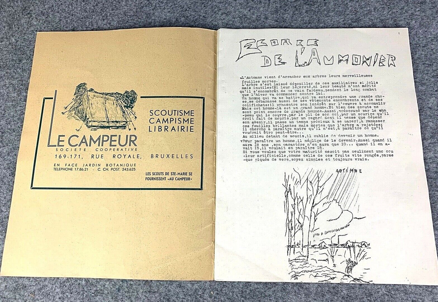 Vintage 1935 "CANCAN" Scout issue illustrated by Herge with notes EO Tintin