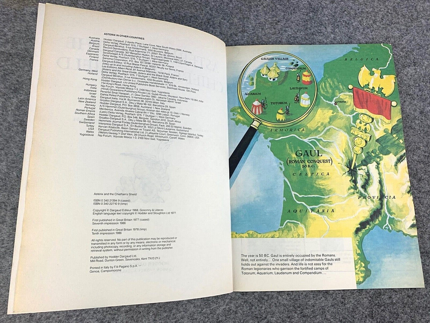 Asterix & the Chieftain's Shield - 1970/80s Hodder/Dargaud UK Edition Paperback Book Uderzo