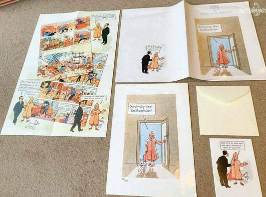 Rare Ltd Edition Dutch Tintin Promo Print+Poster+Card Set: Hand Numbered #82