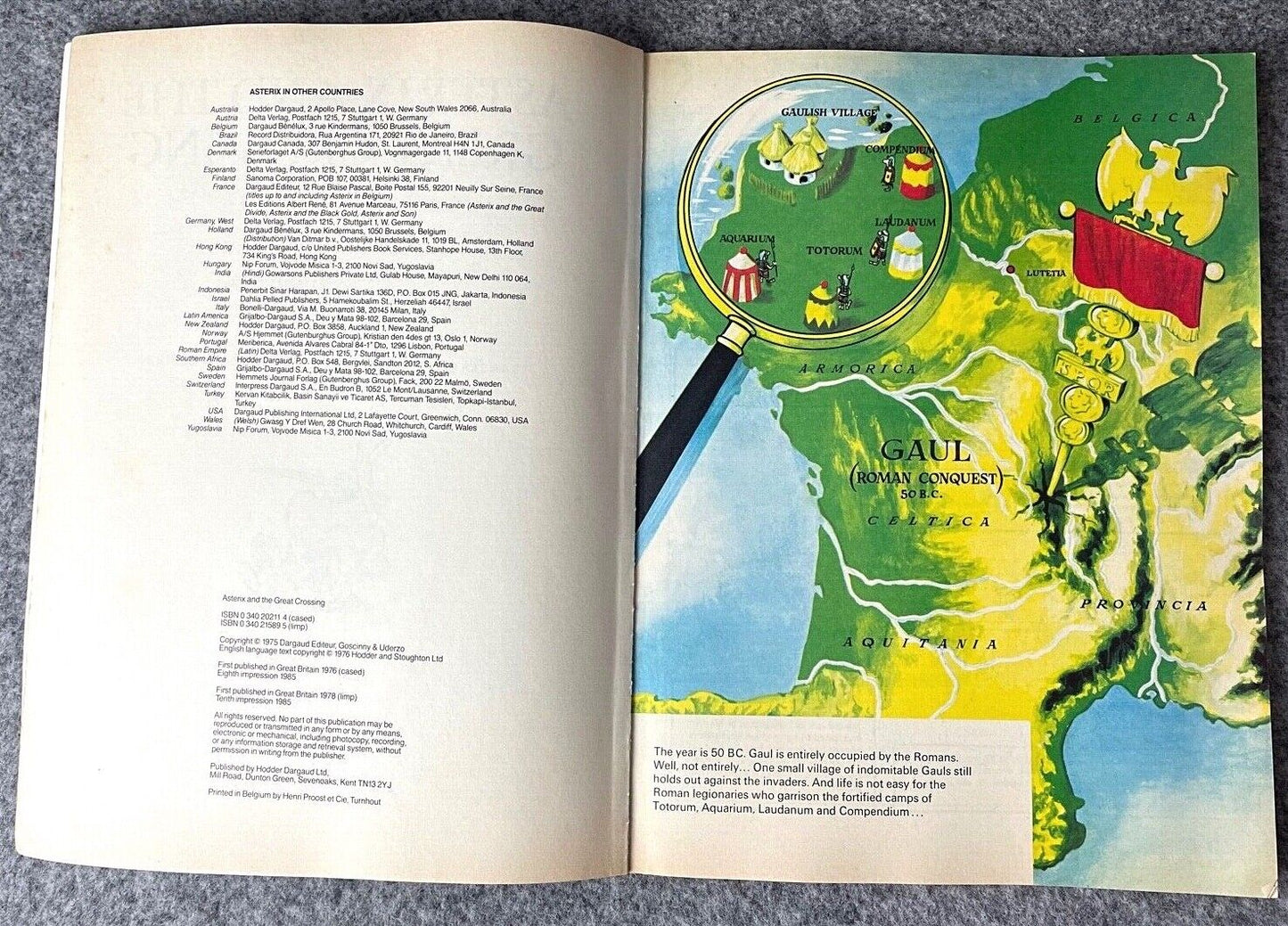 Asterix & the Great Crossing - 1970/80s Hodder/Dargaud UK Edition Paperback Book Uderzo