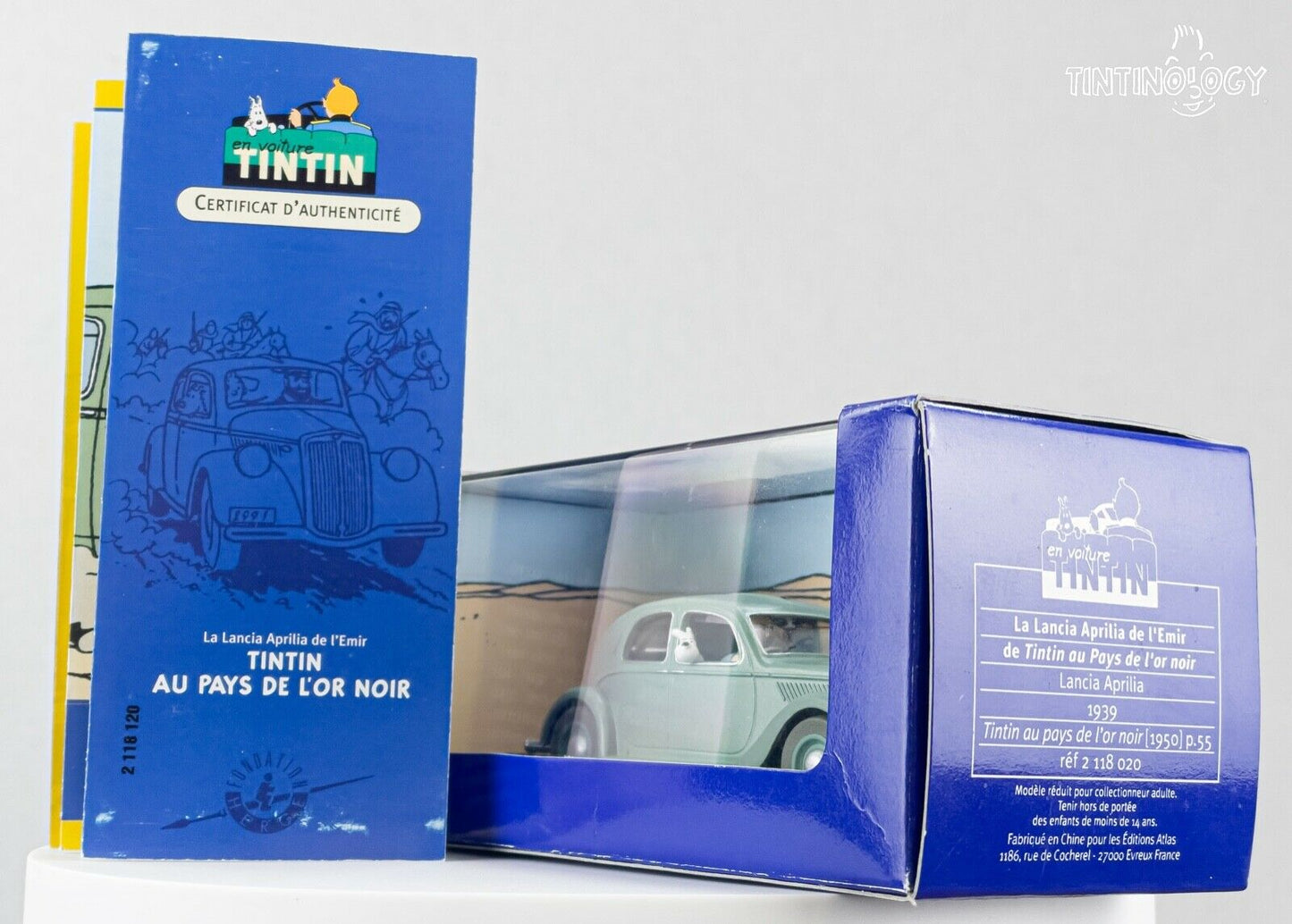 ATLAS TINTIN CAR # 20 Lancia Aprilia Land Black Gold Herge model car 1/43 Scale