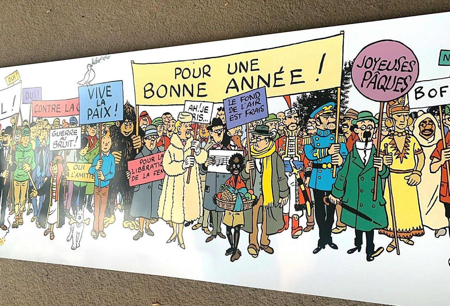 LARGE 180x29cm Tintin Poster Frieze - Carte De Voeux 1972 Ltd Edition Moulinsart
