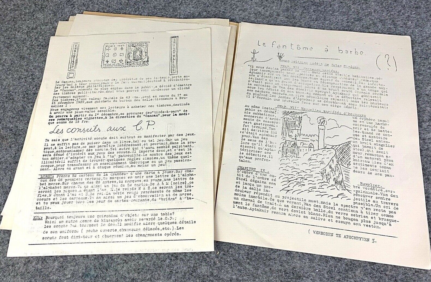 Vintage 1935 "CANCAN" Scout issue illustrated by Herge with notes EO Tintin