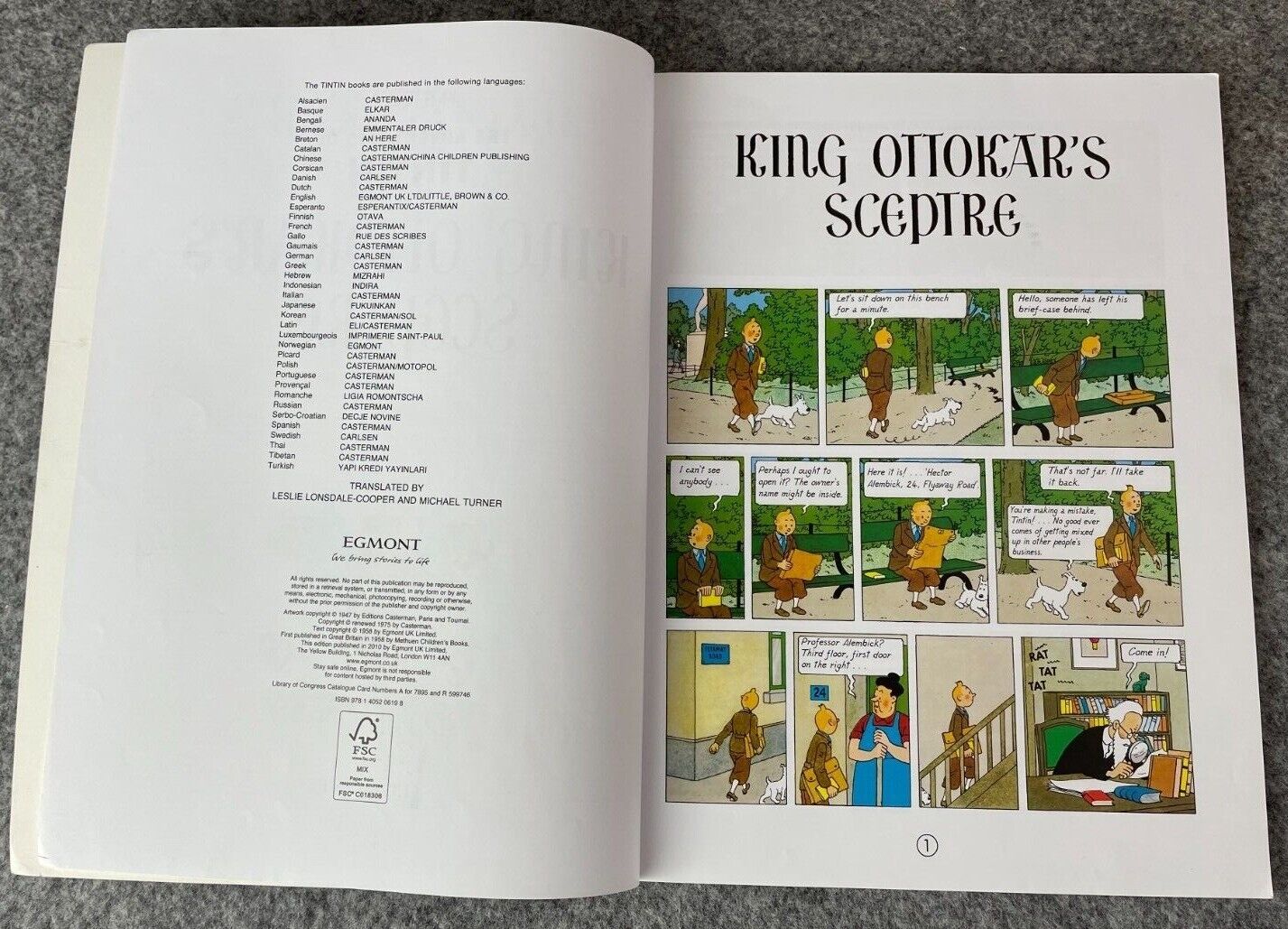 King Ottokar's Sceptre Tintin Book Egmont UK Paperback Edition