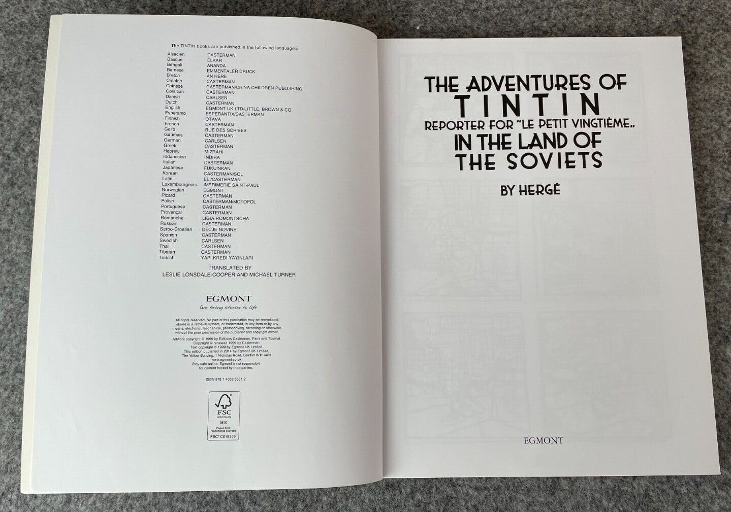 Land of the Soviets Tintin Paperback Book Egmont UK Paperback Edition