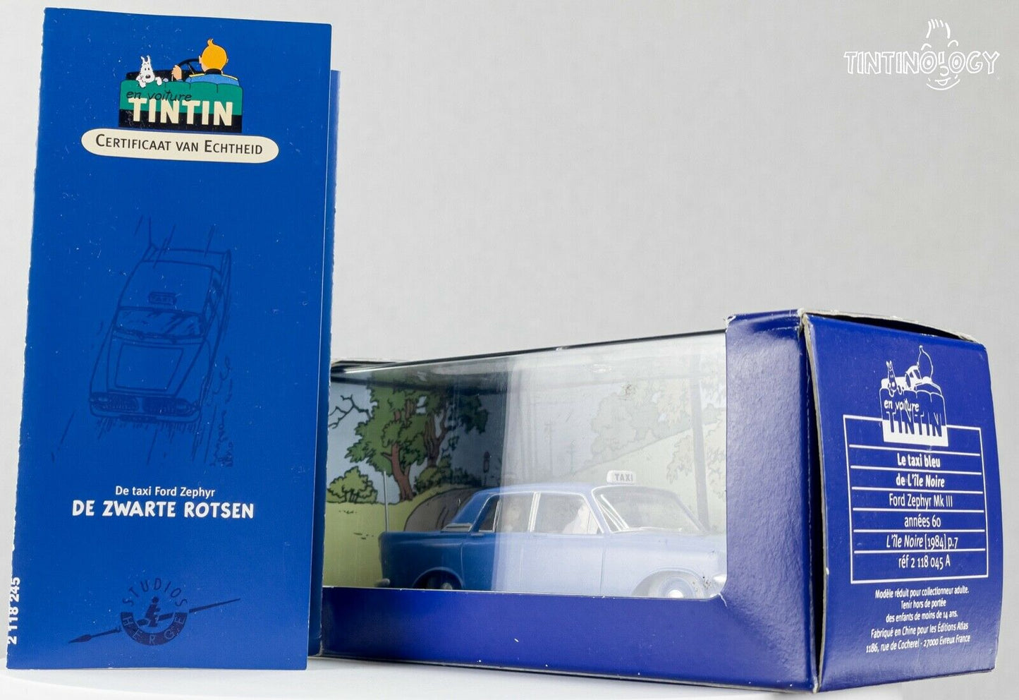 ATLAS TINTIN CAR # 45 Ford Zephyr - Black Island Herge model 1/43 Scale Voiture
