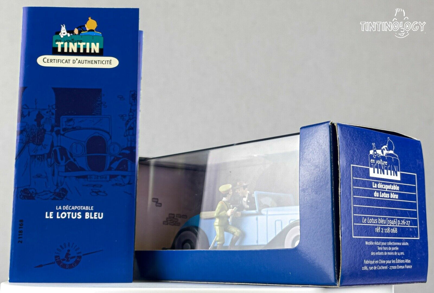 ATLAS TINTIN CAR # 68 Decapotable Bleu - Blue Lotus Herge model car 1/43 Scale