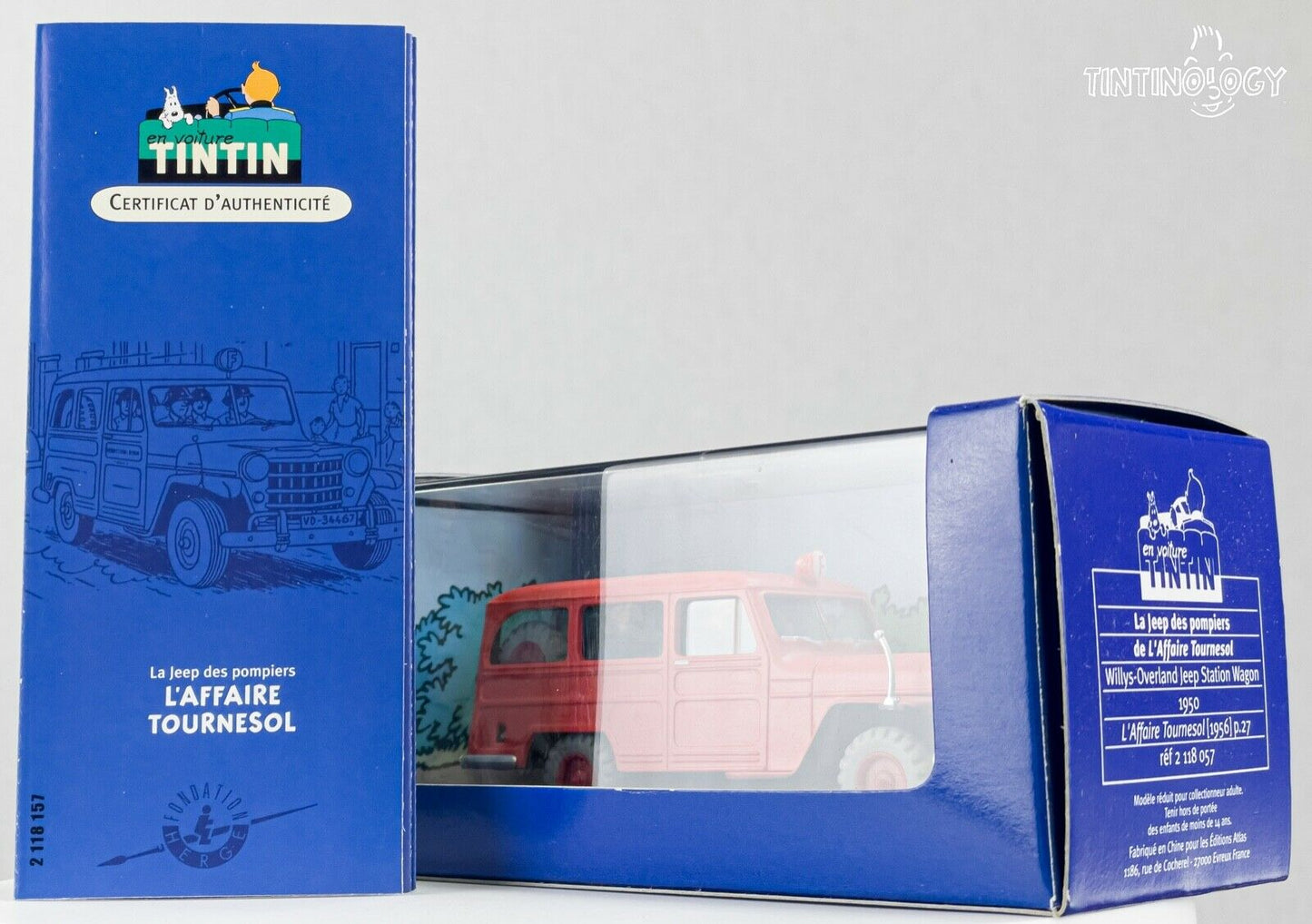 ATLAS TINTIN CAR # 57 Jeep Overland - Calculus Affair Herge model car 1/43 Scale