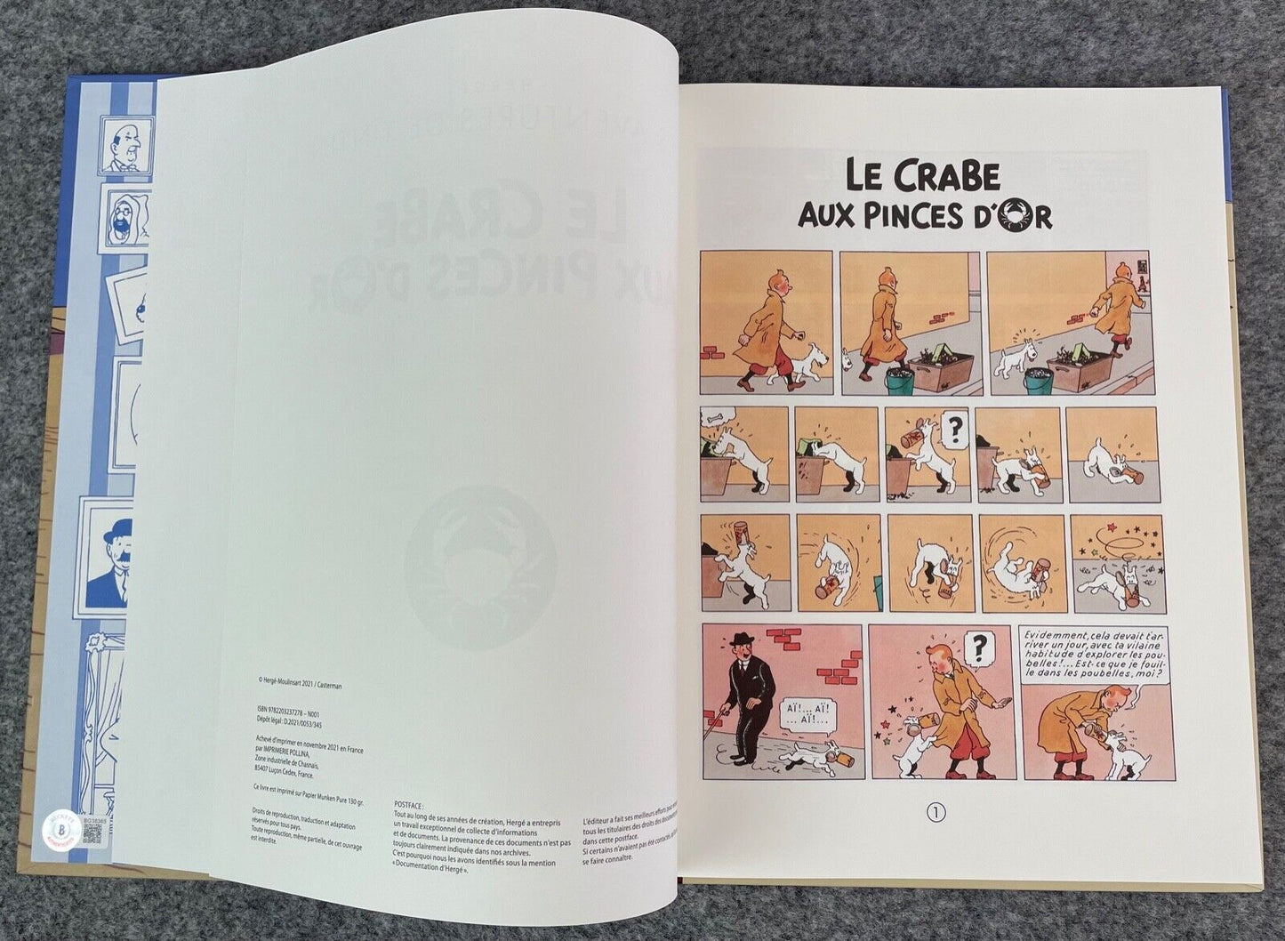 Crab Aux Pinces D' Or 80 Years Haddock Signed by Andy Serkis 1st Edition Tintin