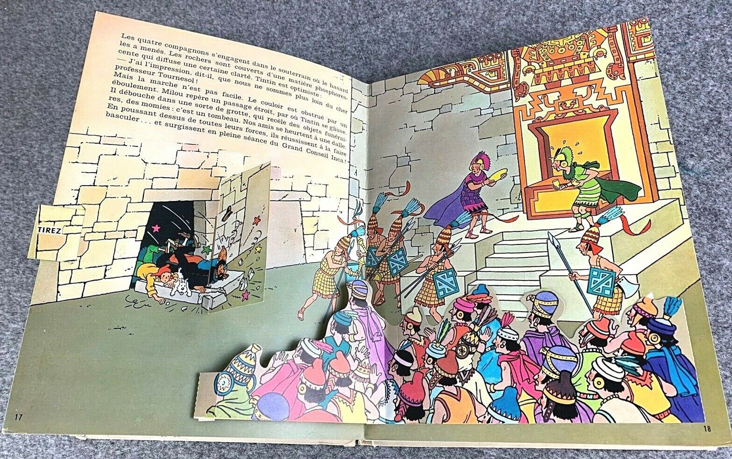 TINTIN POP UP BOOK: TEMPLE DU SOLEIL Hallmark 1969 1st Edition EO HOP by Herge