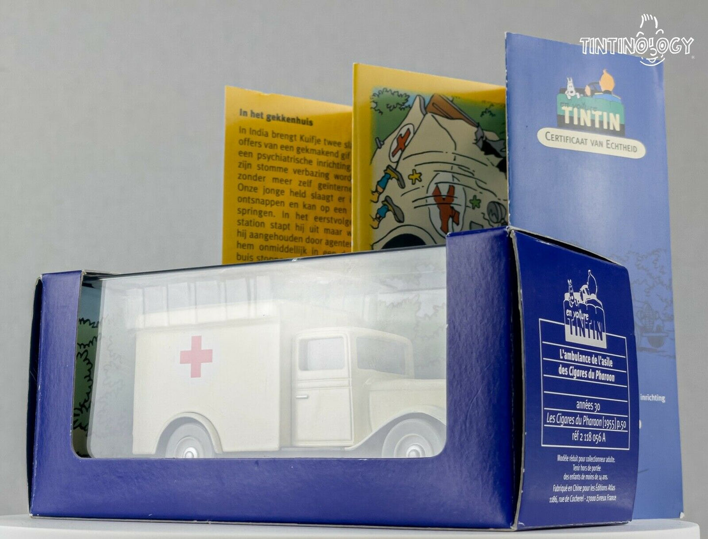 ATLAS TINTIN CAR # 56 White Ambulance Cigars Pharaoh Herge model car 1/43