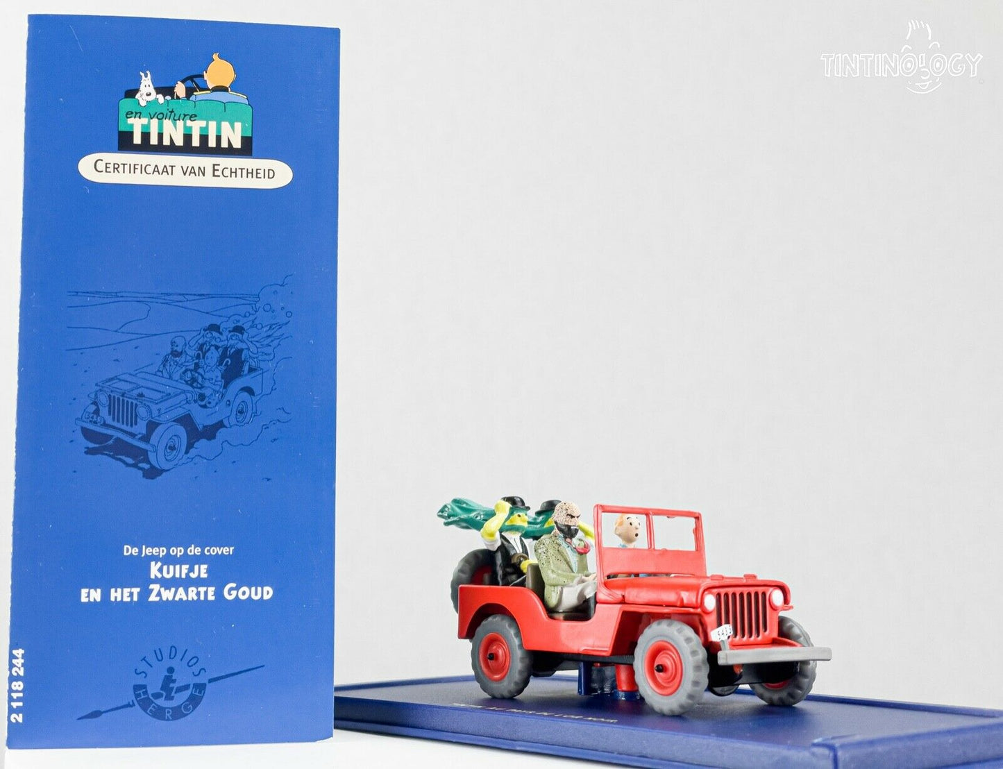 ATLAS TINTIN CAR # 44 Willys Jeep - Land Black Gold Herge model car 1/43 Scale