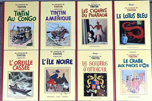 Rare B&W MINI Facsimile 1st Edition Tintin Books 1980s French FULL SET of 8