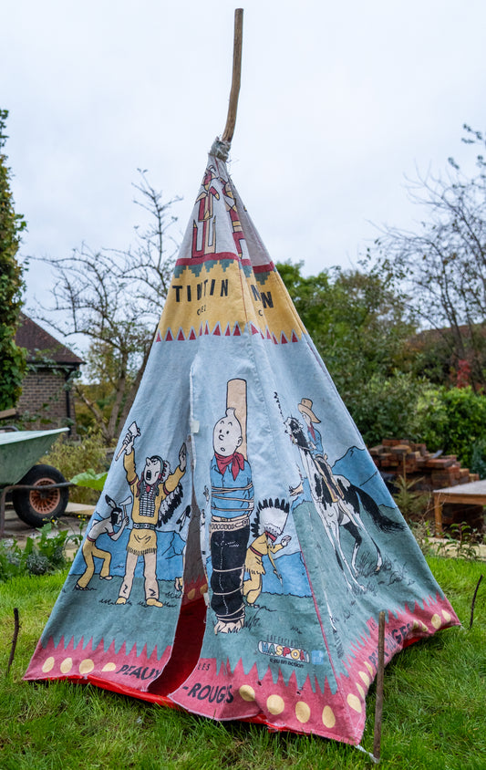 Moulinsart Tintin in America Kids Tepee Tent 150x85cm 100% Cotton Vintage Tipi