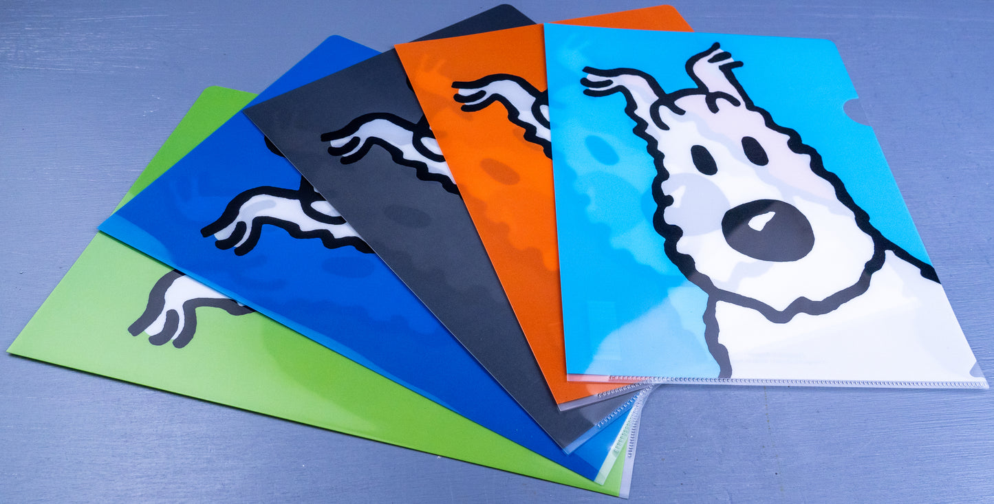 Set x5 Moulinsart Tintin Snowy A4 Plastic Sleeves/Folders
