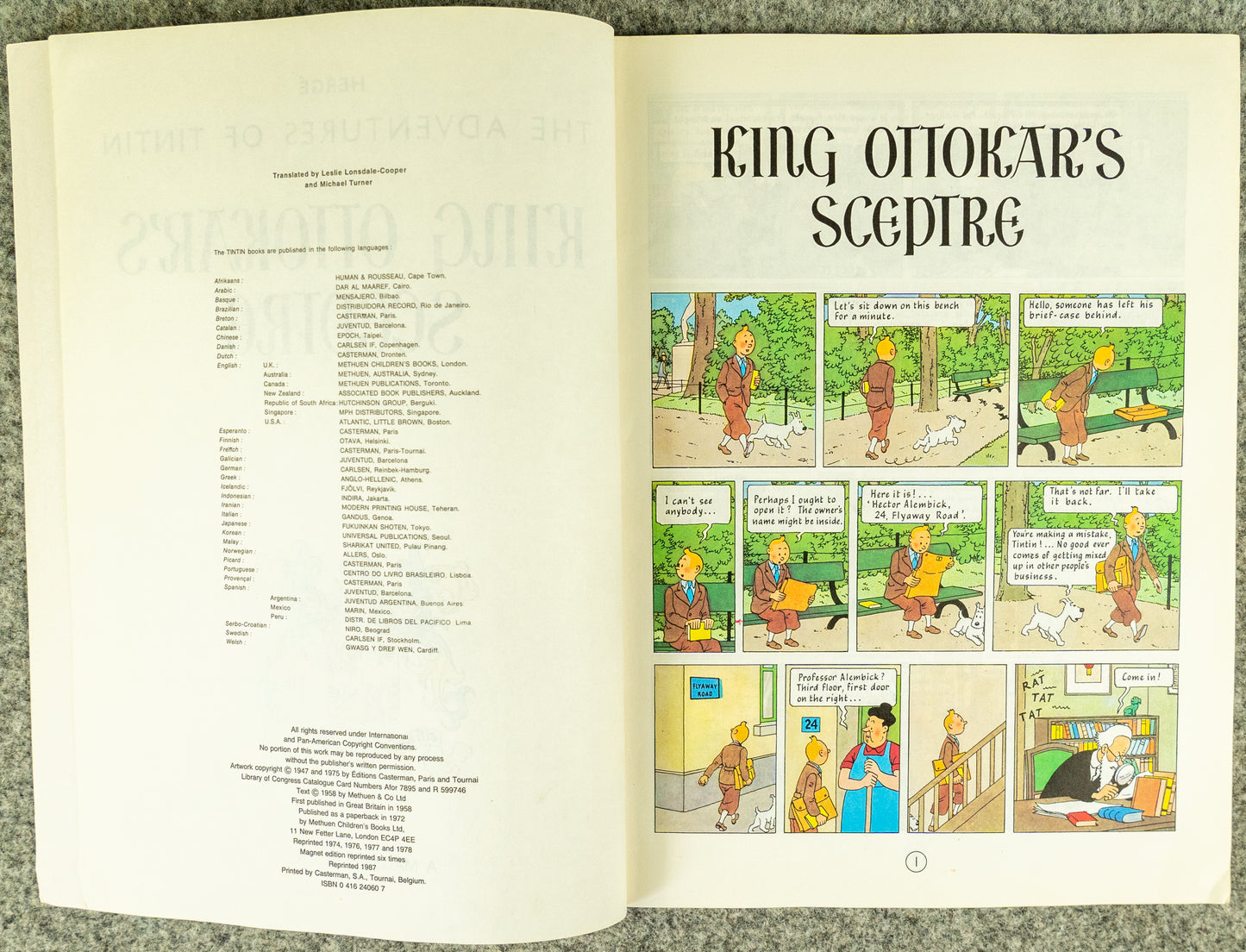 King Ottokars Skeptre - Tintin Magnet UK Paperback Edition Book 1980s