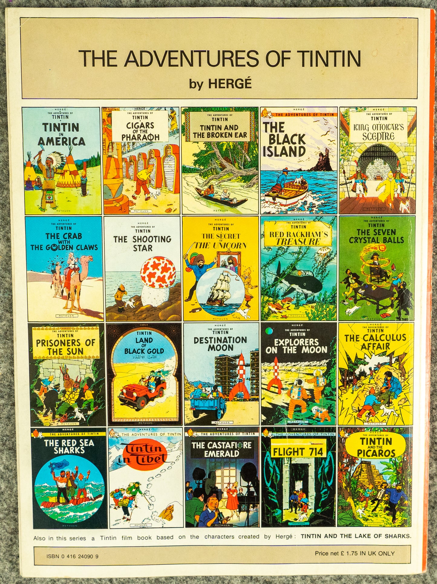 Tintin in Tibet - Tintin Magnet UK Paperback Edition Book 1980s