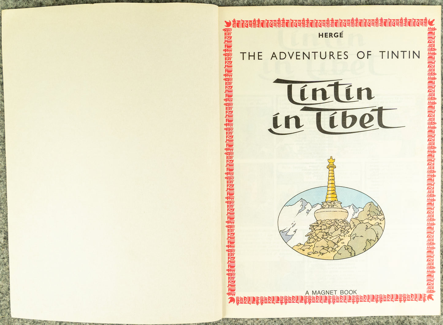 Tintin in Tibet - Tintin Magnet UK Paperback Edition Book 1980s