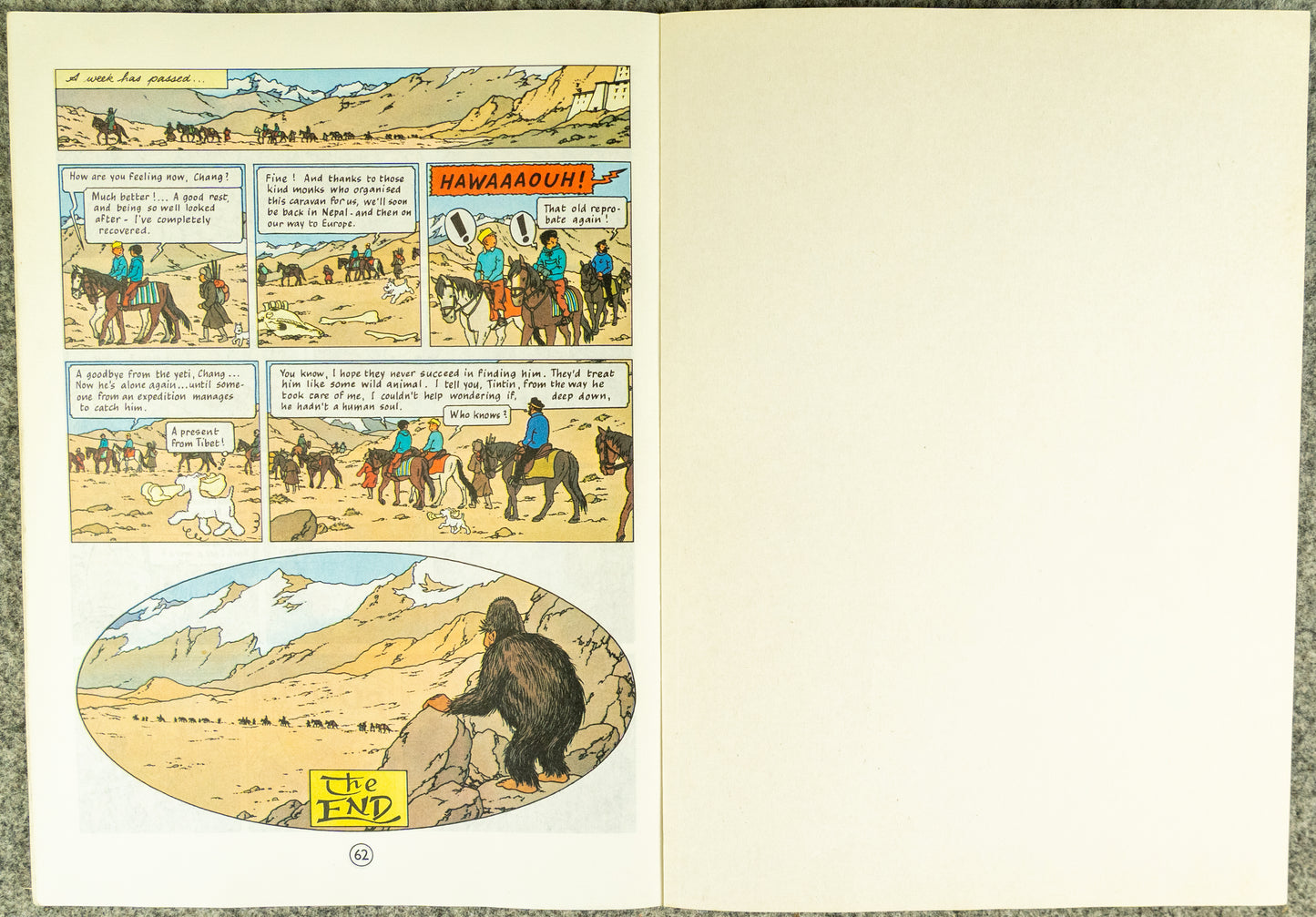 Tintin in Tibet - Tintin Magnet UK Paperback Edition Book 1980s