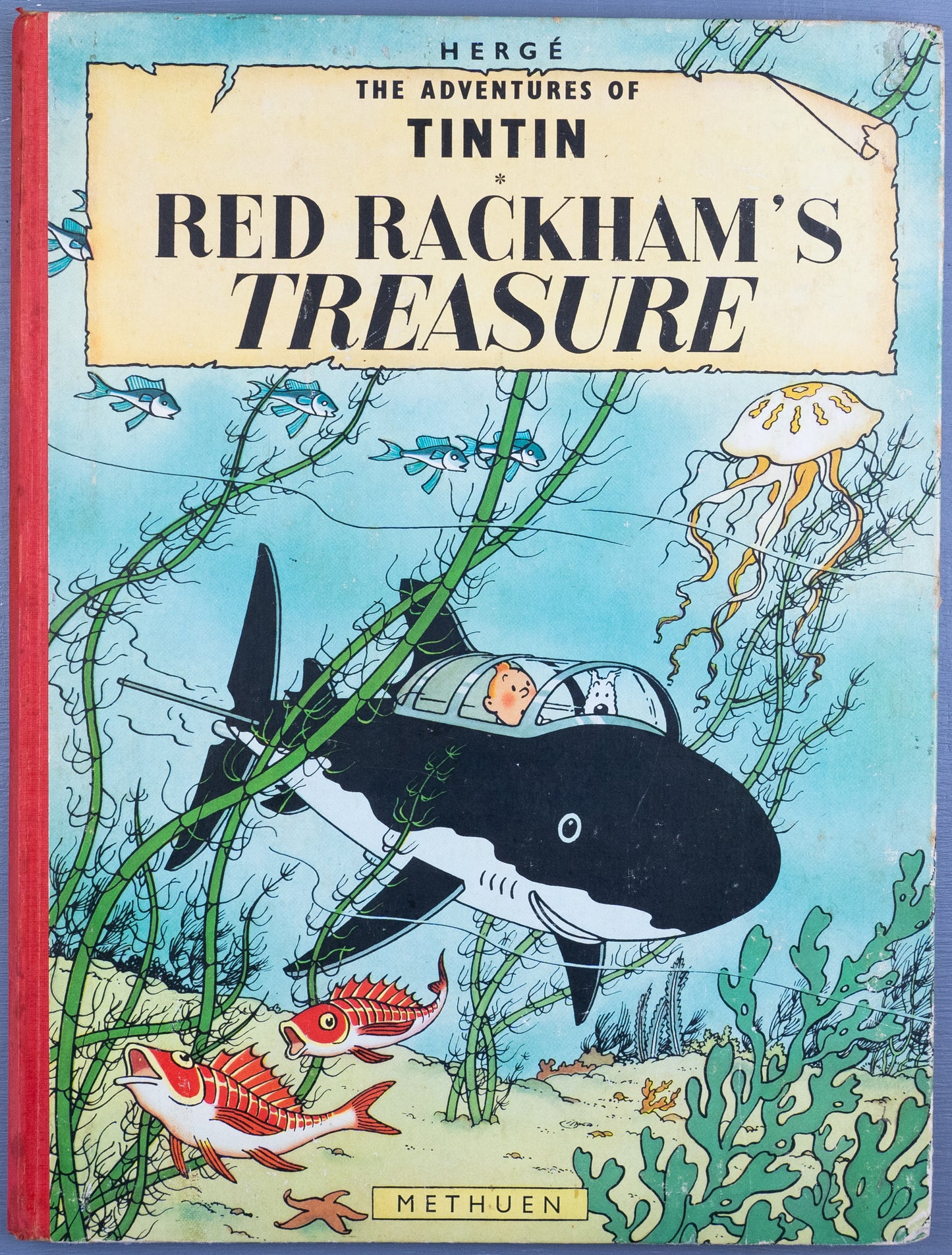 Red Rackham's Treasure - Methuen 1965 2nd Reprint Edition UK Hardback Rare Tintin book Herge EO