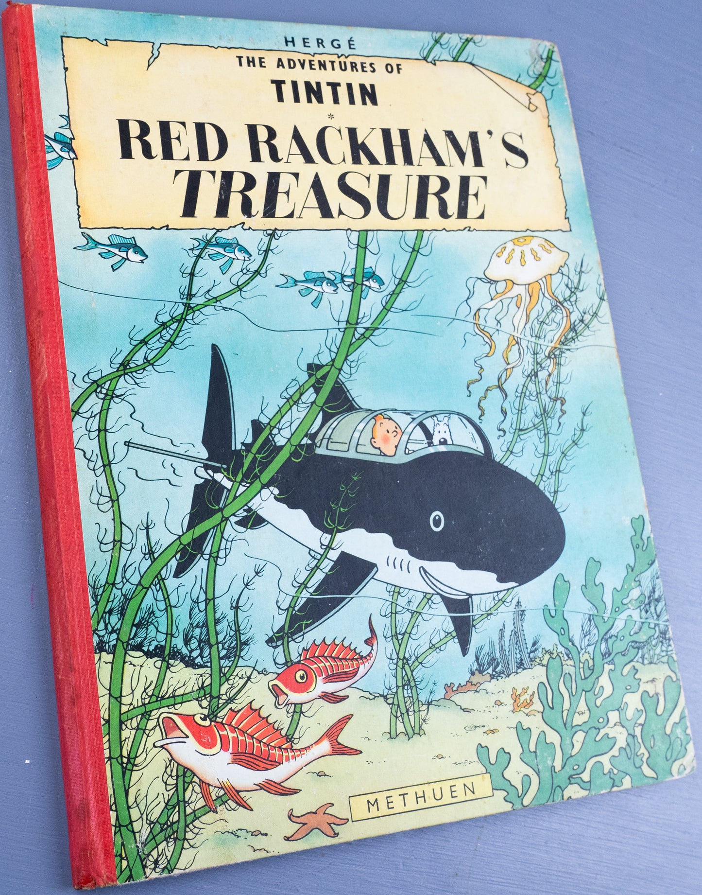 Red Rackham's Treasure - Methuen 1965 2nd Reprint Edition UK Hardback Rare Tintin book Herge EO