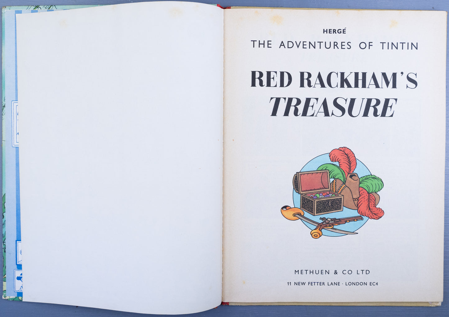 Red Rackham's Treasure - Methuen 1965 2nd Reprint Edition UK Hardback Rare Tintin book Herge EO