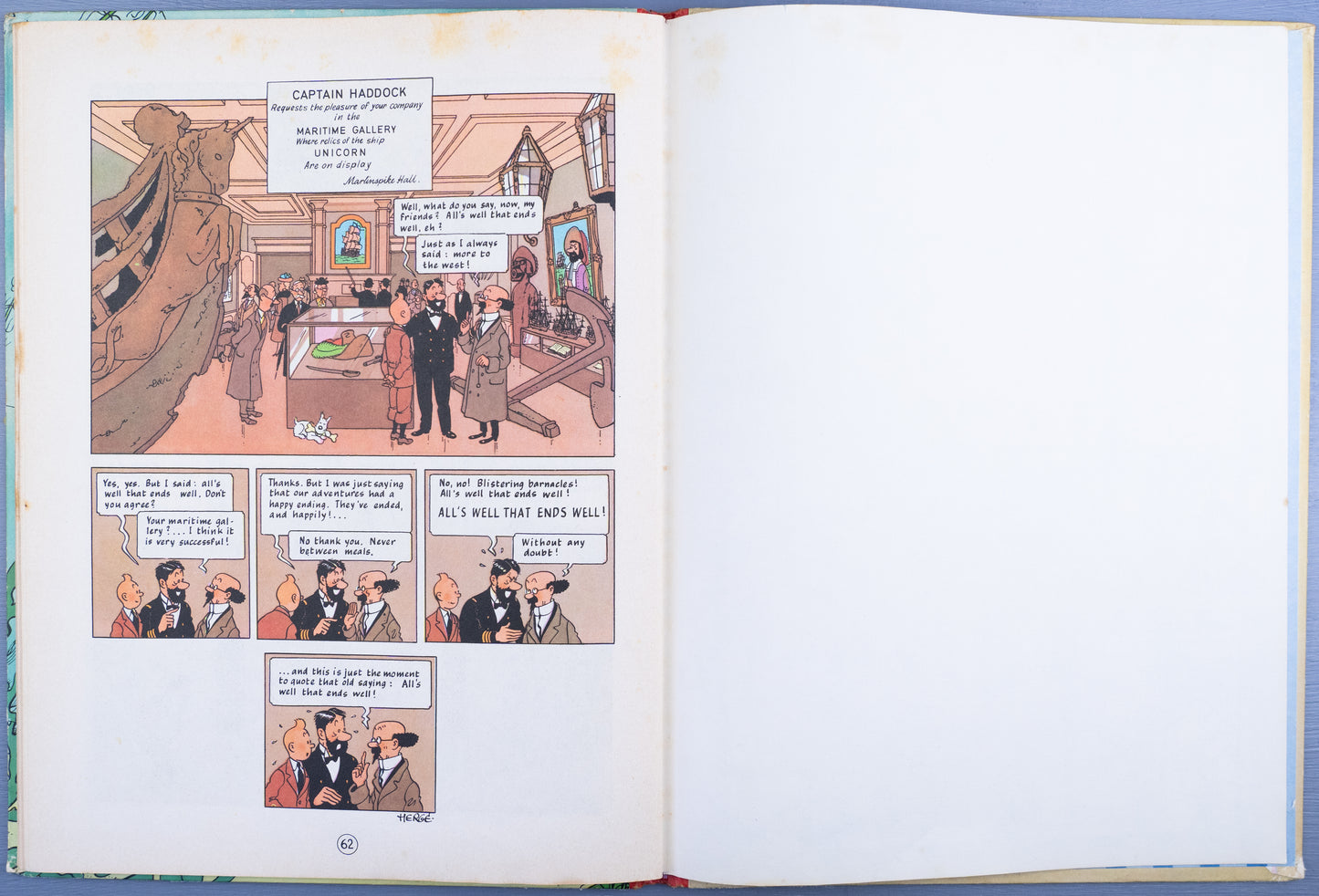 Red Rackham's Treasure - Methuen 1965 2nd Reprint Edition UK Hardback Rare Tintin book Herge EO