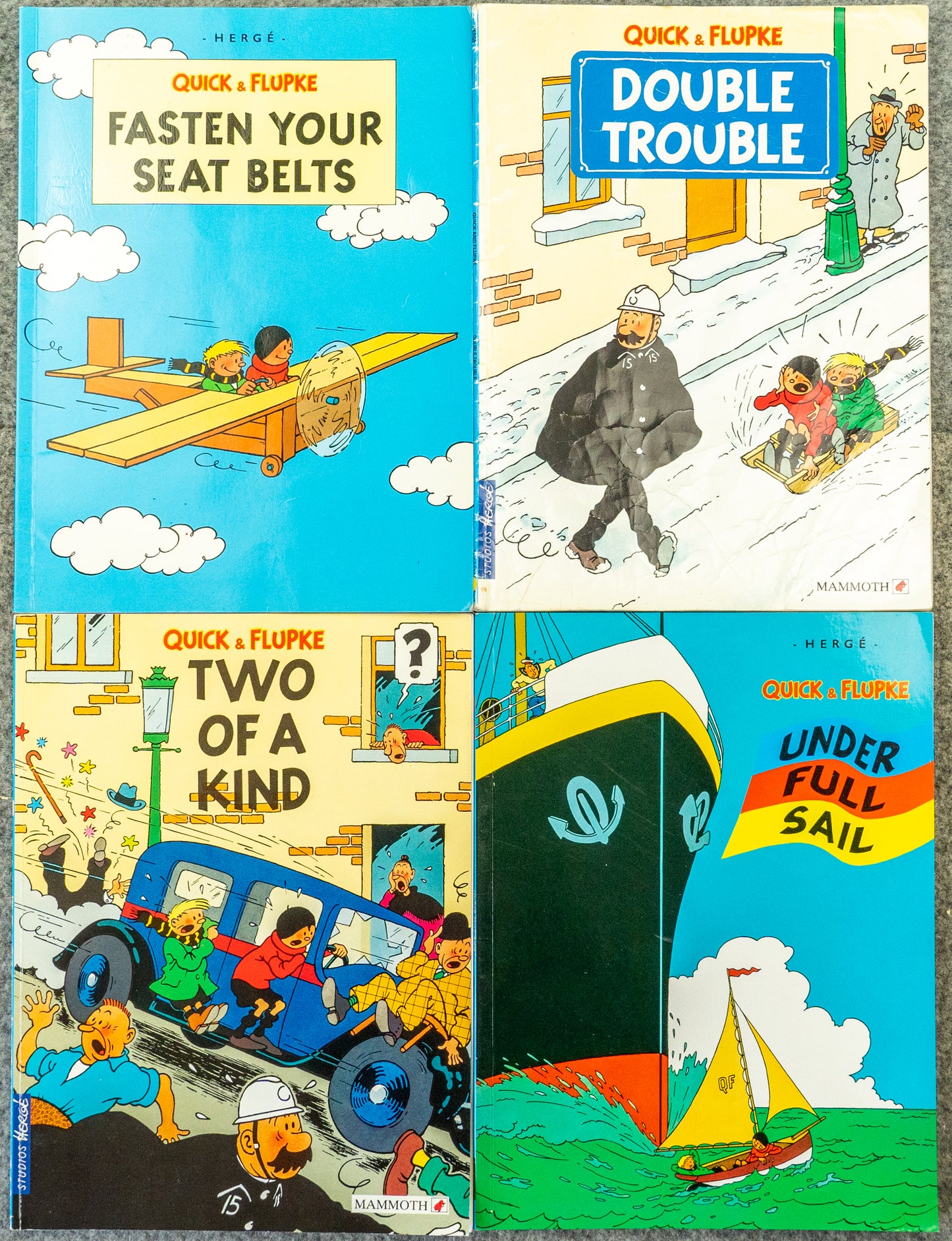 Rare Quick & Flupke Comics - Complete Set of 4 UK Paperback books 1st Edition Tintin/Herge