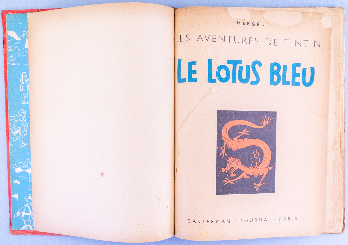 Le Lotus Bleu: Casterman 1946 1st Colour Edition B1 HB Rare Herge Tintin EO