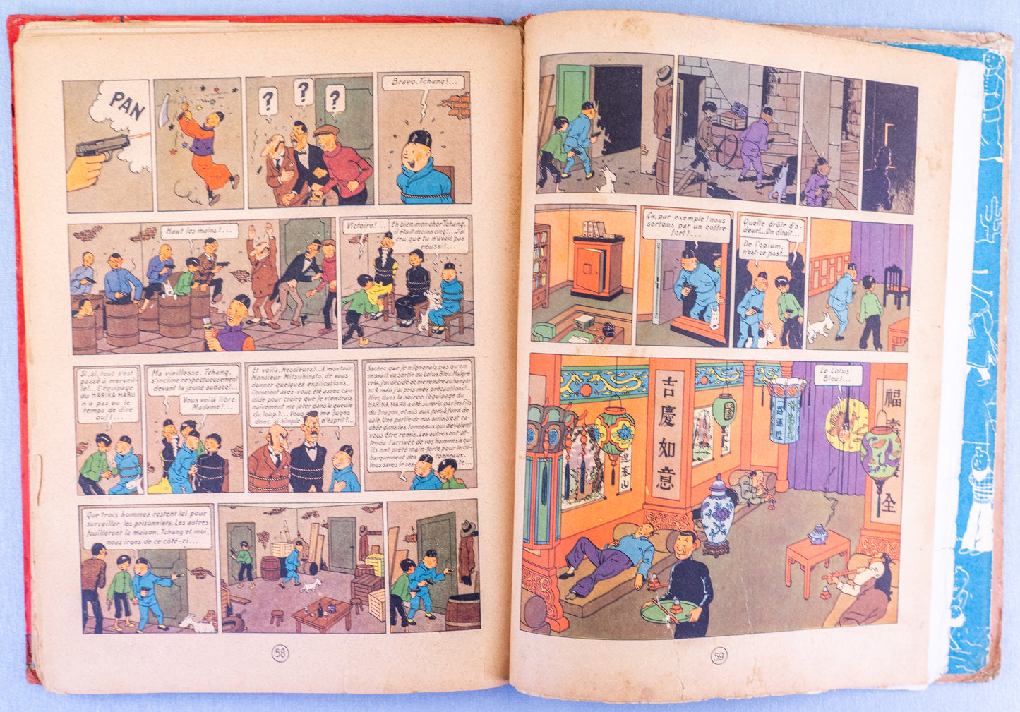 Le Lotus Bleu: Casterman 1946 1st Colour Edition B1 HB Rare Herge Tintin EO