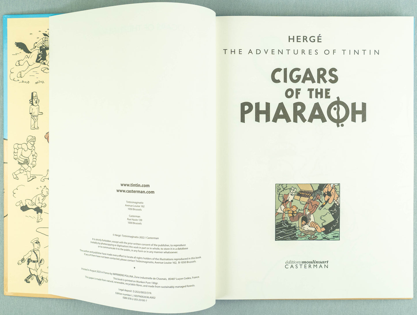 Cigars of the Pharaoh B&W Colorised 1st Edition HB Tintin Book Moulinsart English 2023