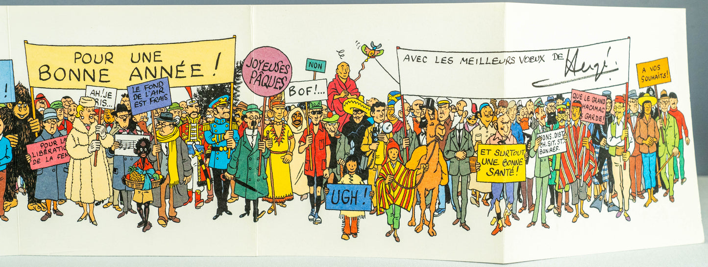 Large 97x16cm Tintin Print Frieze - Carte De Voeux Ltd Edition Moulinsart 2011 Poster