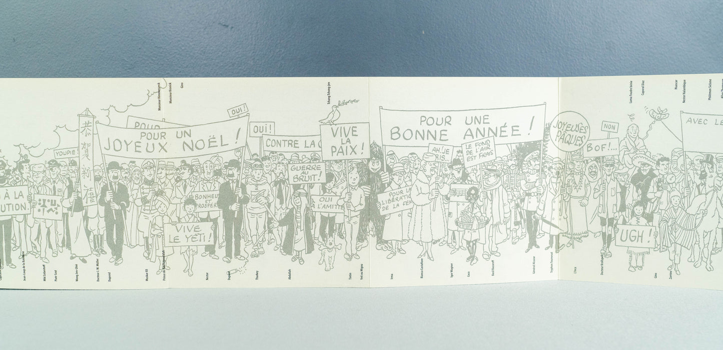 Large 97x16cm Tintin Print Frieze - Carte De Voeux Ltd Edition Moulinsart 2011 Poster