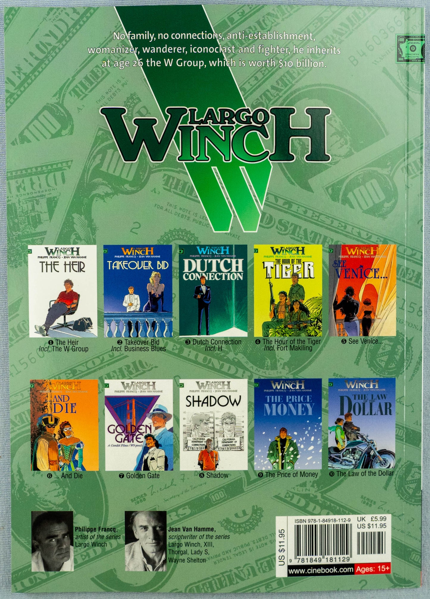 Largo Winch Volume 9 - The Price of Money Cinebook Paperback Comic Book by Francq / Hamme