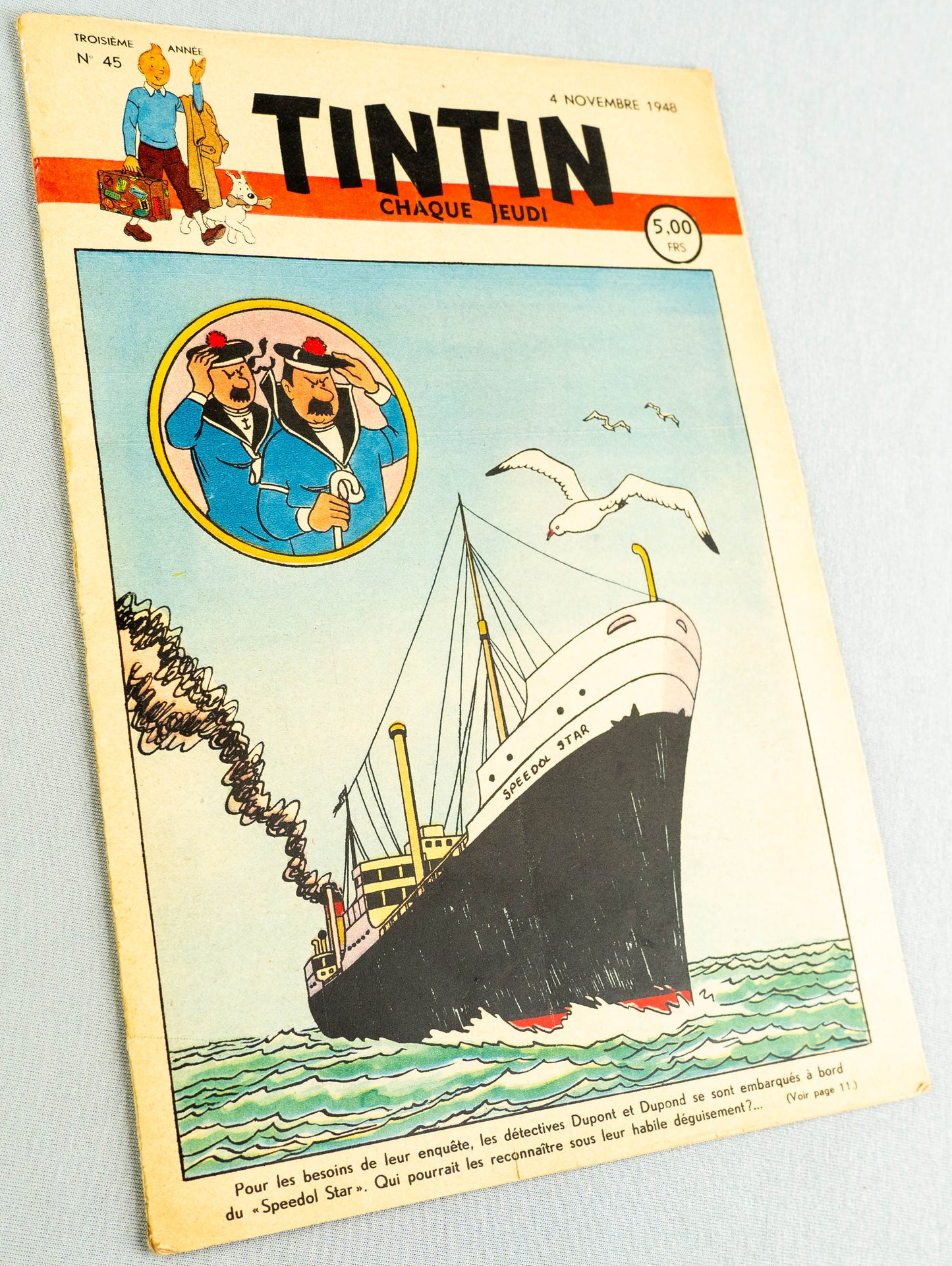 JOURNAL TINTIN Issue 8: 1948 Herge Cover Edition Vintage Comic EO Couverture