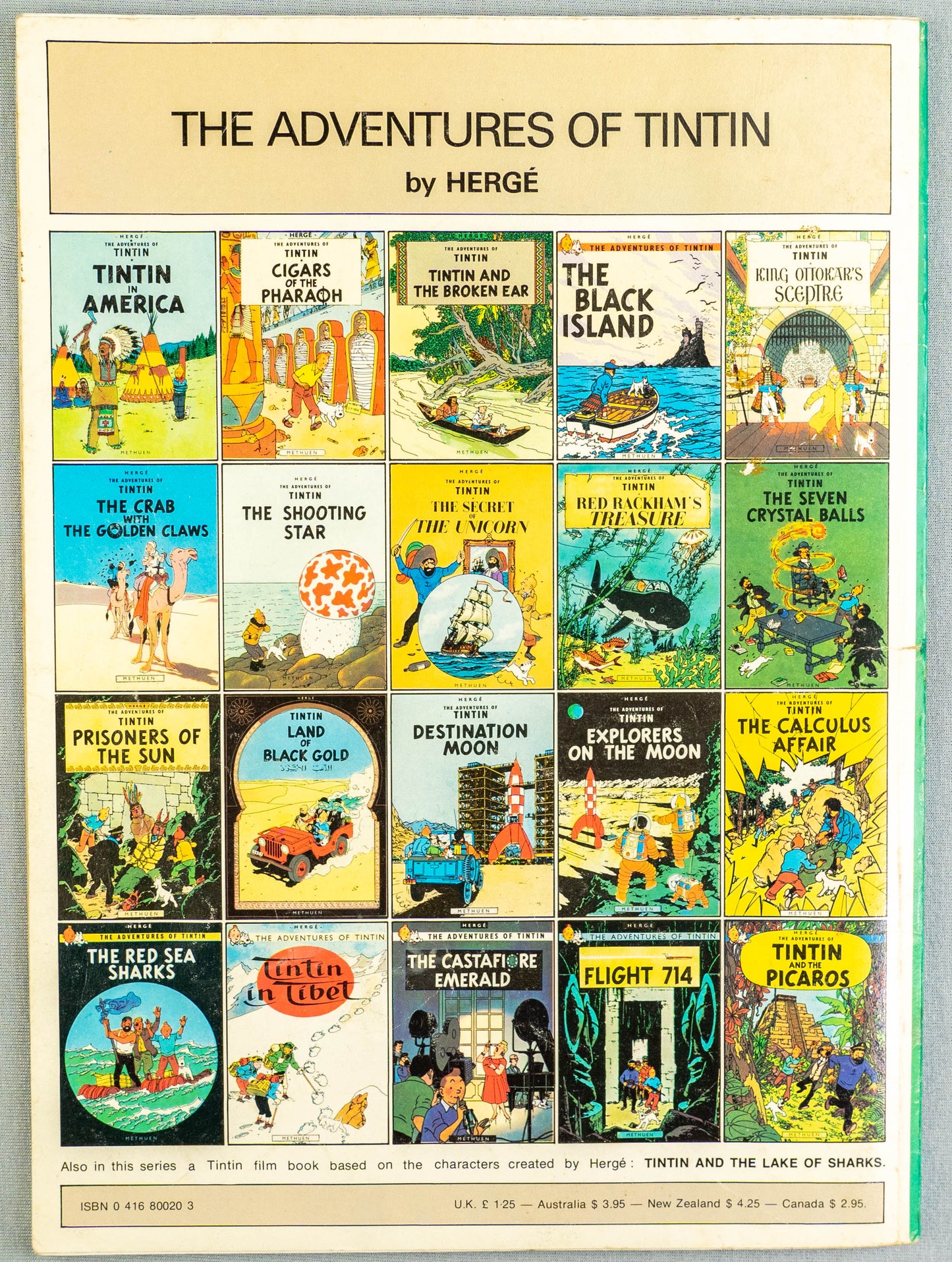 The Secret of the Unicorn - Tintin Magnet UK Paperback Edition Book 1980s