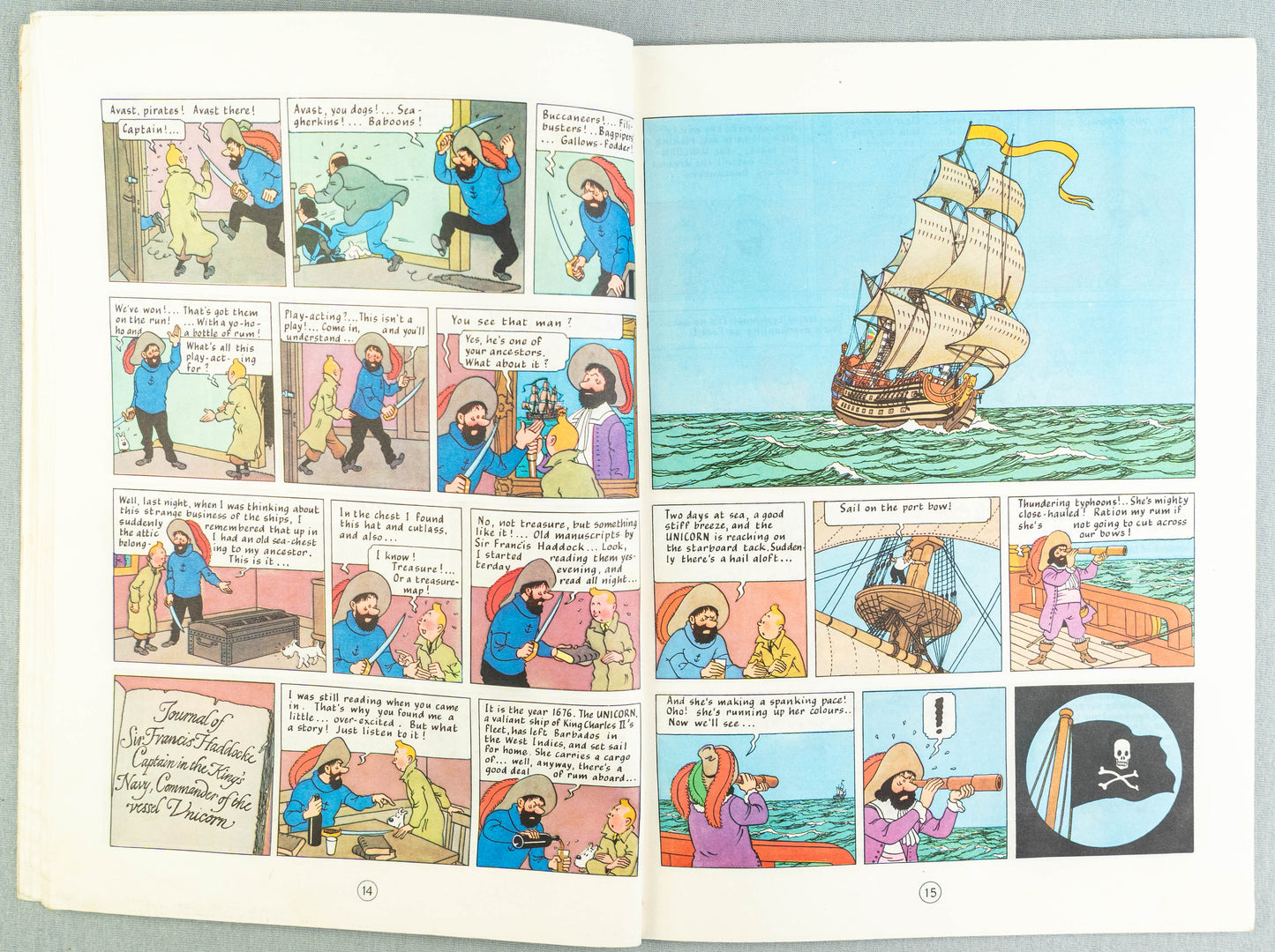 The Secret of the Unicorn - Tintin Magnet UK Paperback Edition Book 1980s