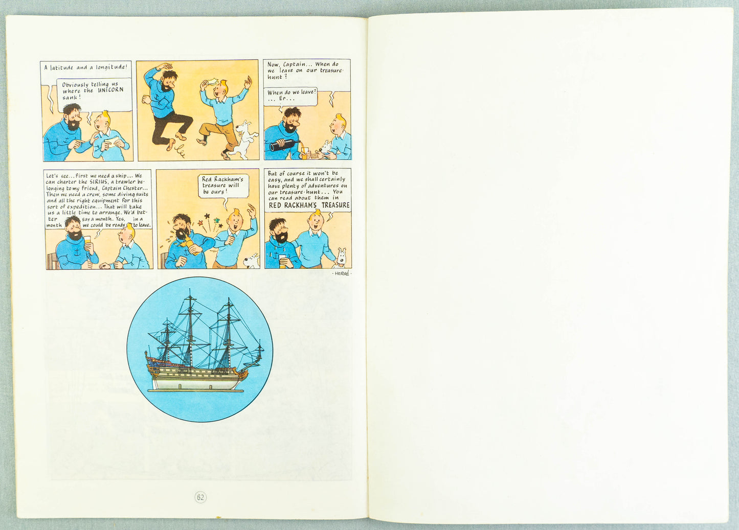 The Secret of the Unicorn - Tintin Magnet UK Paperback Edition Book 1980s