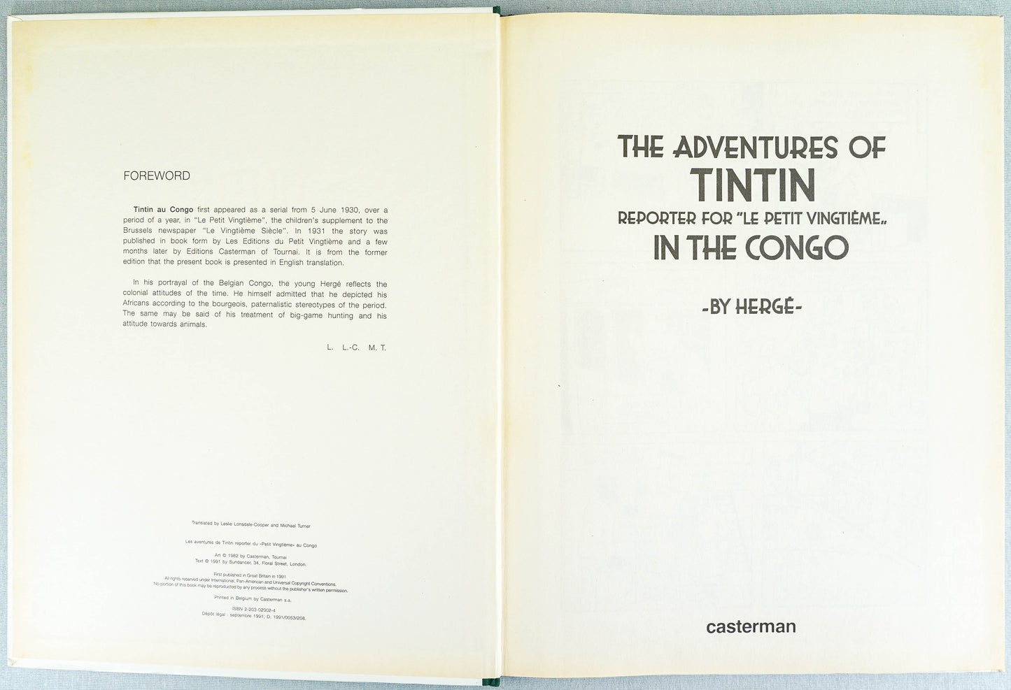 Tintin in the Congo 1991 Casterman 1st UK Edition B&W EO Facsimile Book