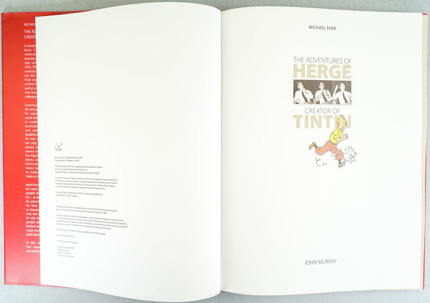 The Adventures of Herge, Creator of Tintin 2007 Egmont 1st Edition HB book Michael Farr EO